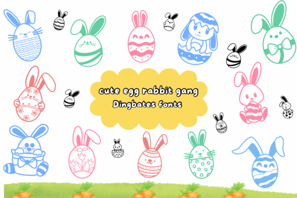 Cute Egg Rabbit Gang: A Playful Dingbats Font for Creative Projects